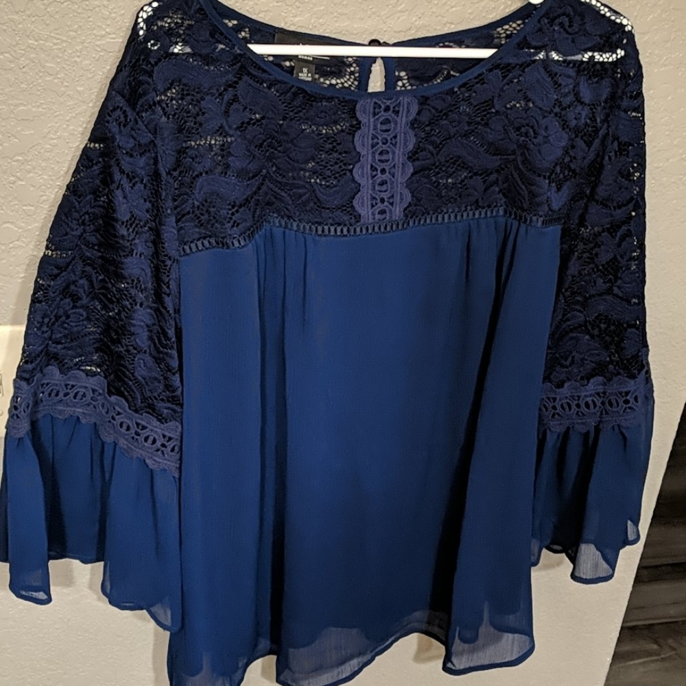 Navy peasant top